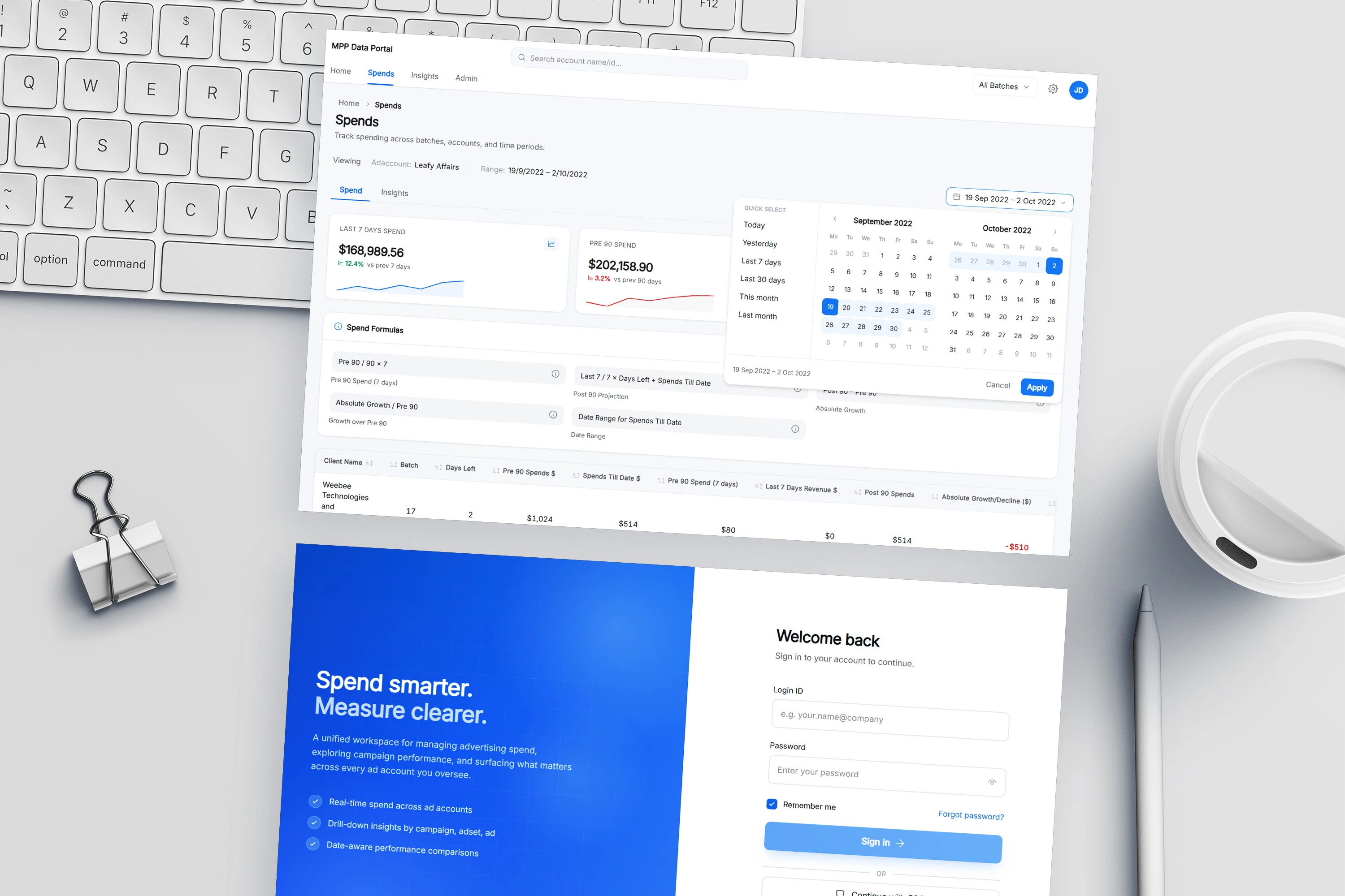 MPP Data Portal - Login and Spends dashboard preview